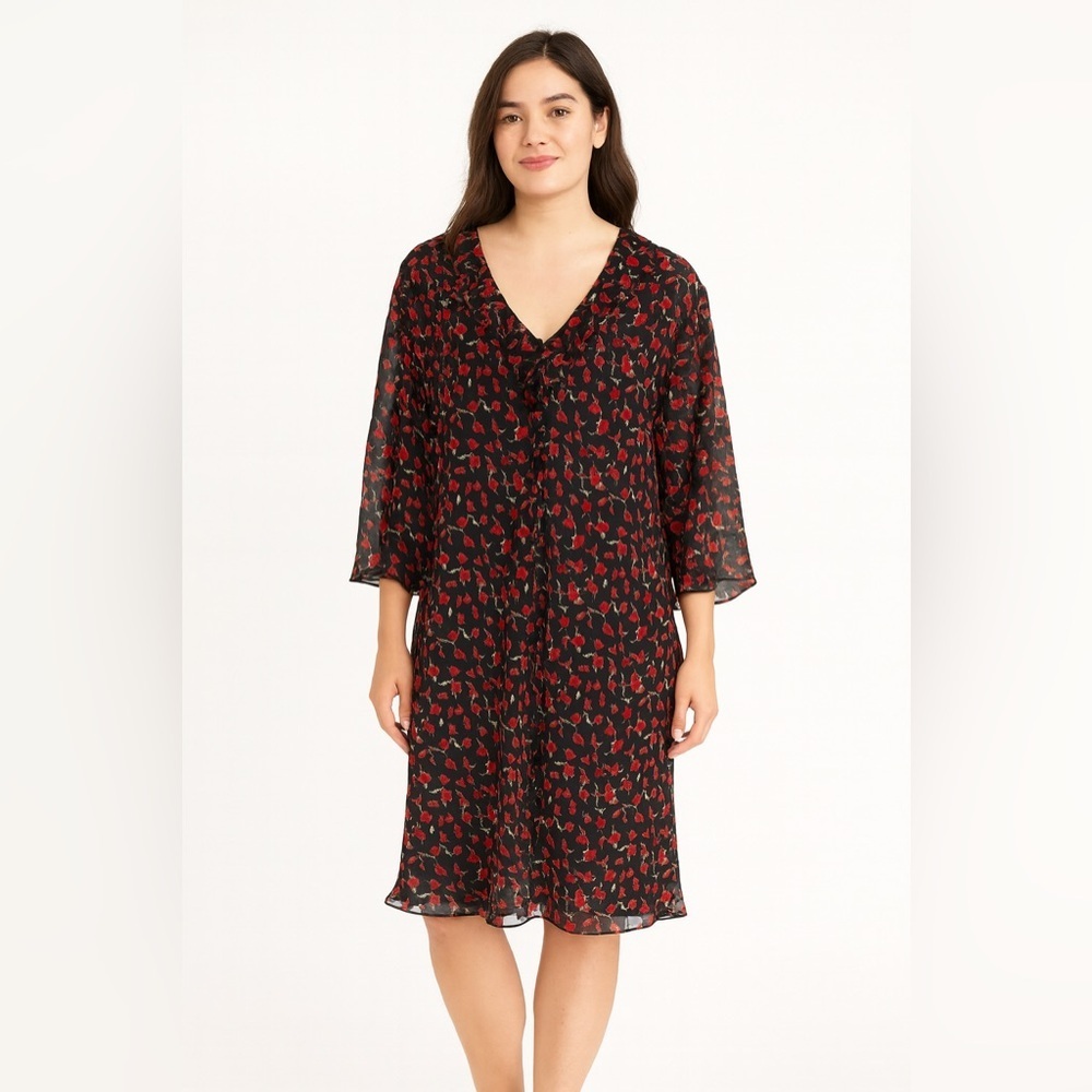 Floral Black and Red Nightgown - Picture 2 of 9